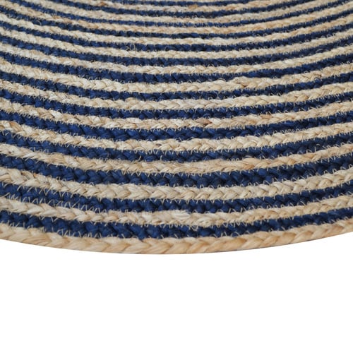 Navy Lien Hand-Woven Jute Round Rug