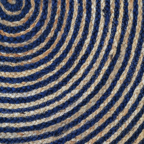 Navy Lien Hand-Woven Jute Round Rug