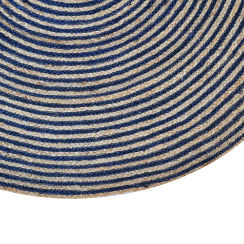 Navy Lien Hand-Woven Jute Round Rug