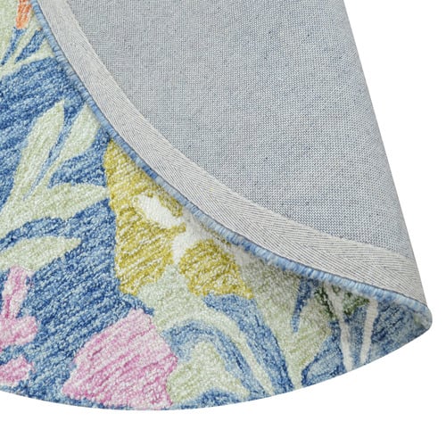 Teal Blue Evara Wool Round Rug