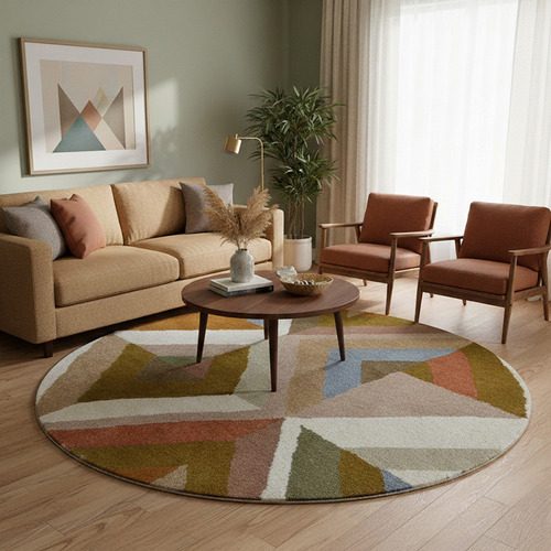 Cream Multi Correy Hand-Tufted Wool Round Rug