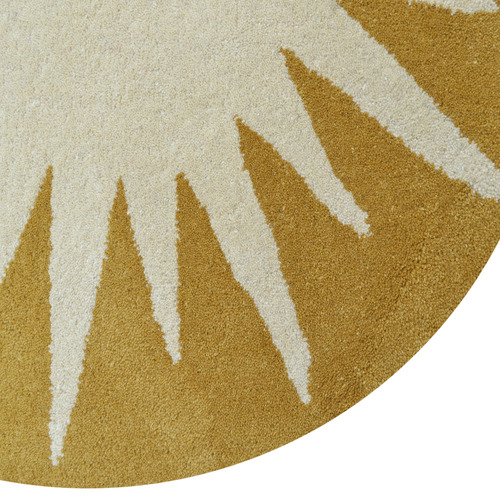 Cream Mustard Yellow Vera Hand-Tufted Wool Round Rug