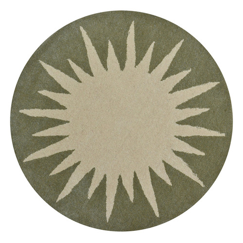 Cream Sea Green Vera Hand-Tufted Wool Round Rug