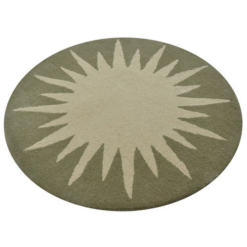 Cream Sea Green Vera Hand-Tufted Wool Round Rug