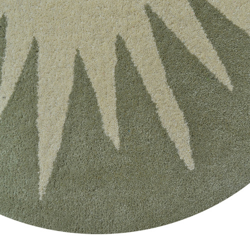 Cream Sea Green Vera Hand-Tufted Wool Round Rug