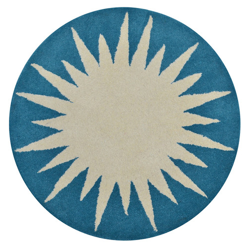 Ivory Turquoise Vera Hand-Tufted Wool Round Rug