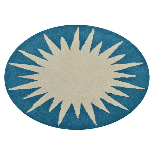 Ivory Turquoise Vera Hand-Tufted Wool Round Rug