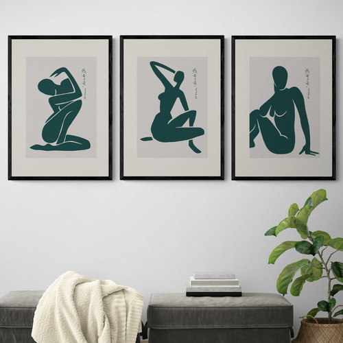 Green Cut-Outs Printed Wall Art by Henri Matisse Triptych