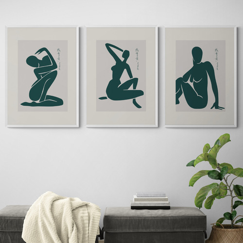 Green Cut-Outs Printed Wall Art by Henri Matisse Triptych