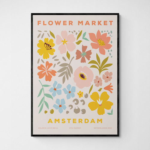 Amsterdam Flower Market Printed Wall Art