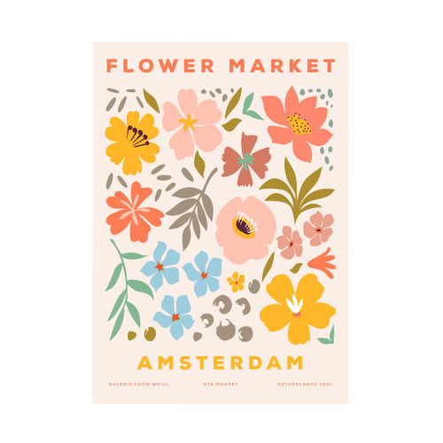 Amsterdam Flower Market Printed Wall Art