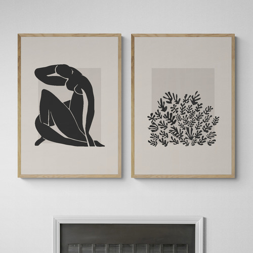 Black Cut-Outs Printed Wall Art by Henri Matisse Diptych