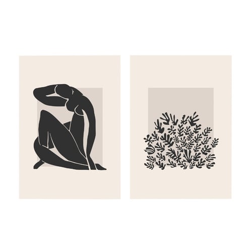 Black Cut-Outs Printed Wall Art by Henri Matisse Diptych