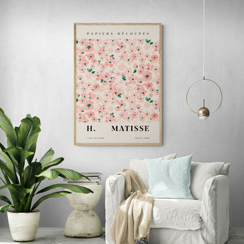 Pink Flowers Printed Wall Art by Henri Matisse