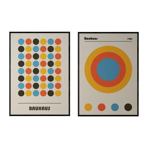 Bauhaus Style Printed Wall Art Diptych