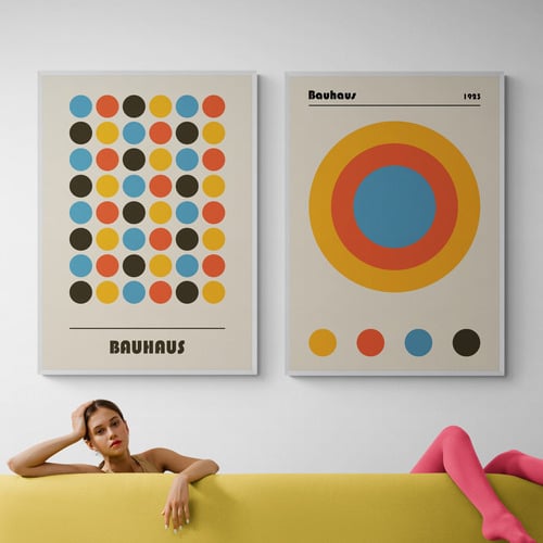 Bauhaus Style Printed Wall Art Diptych