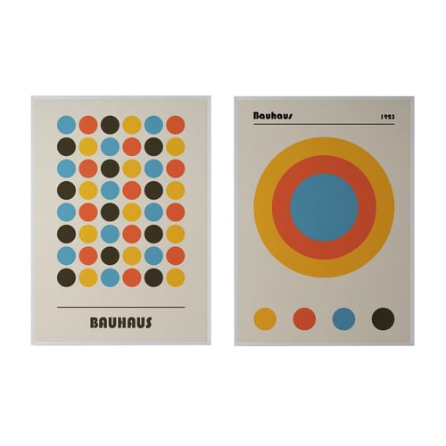 Bauhaus Style Printed Wall Art Diptych