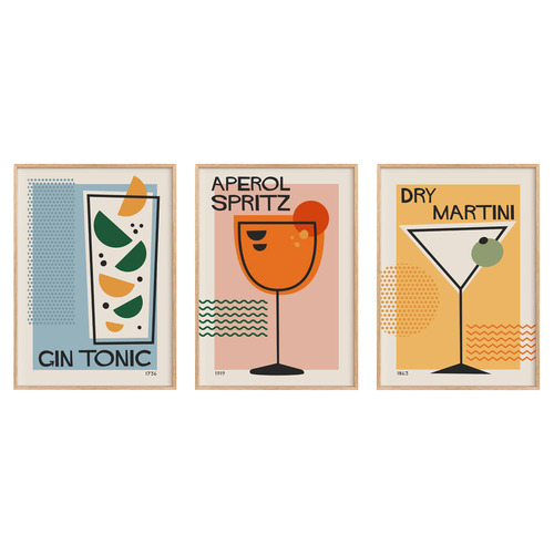 Aperol Spritz Framed Paper Print Wall Art Triptych