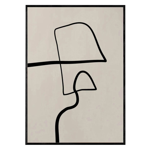 Beige Line Framed Paper Print Wall Art Diptych