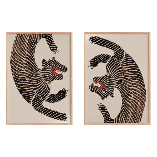 Japanese Tiger Framed Paper Print Wall Art Diptych