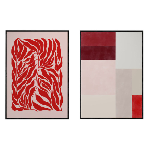 Red Abstract Framed Paper Print Wall Art Diptych