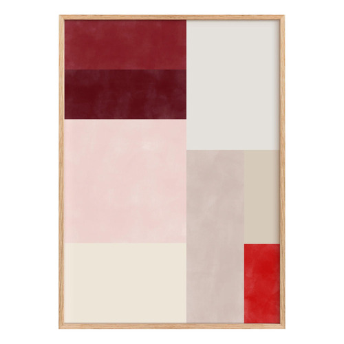 Red Abstract Framed Paper Print Wall Art Diptych