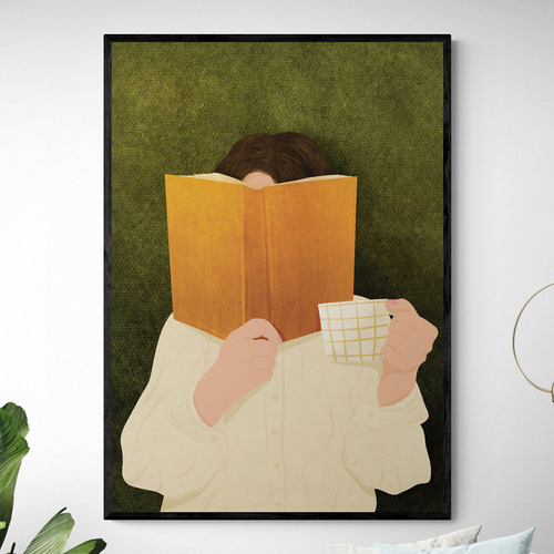 Reading Woman Framed Paper Print Wall Art