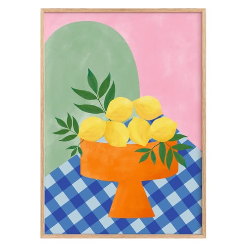 Summer Lemons Framed Paper Print Wall Art Diptych