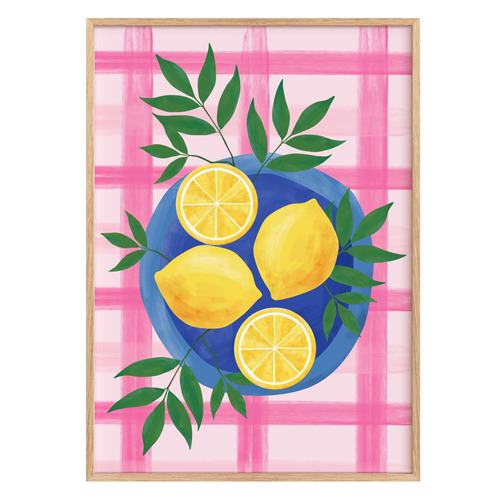 Summer Lemons Framed Paper Print Wall Art Diptych