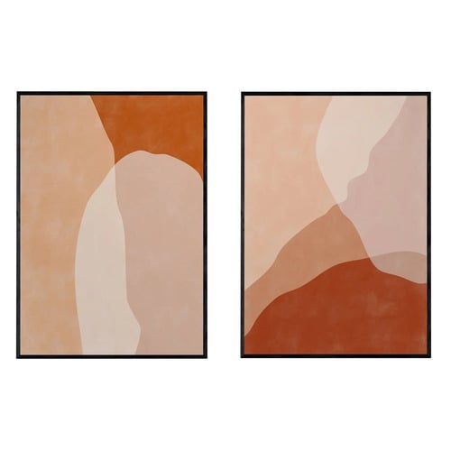 Terracotta Abstract Framed Paper Print Wall Art Diptych