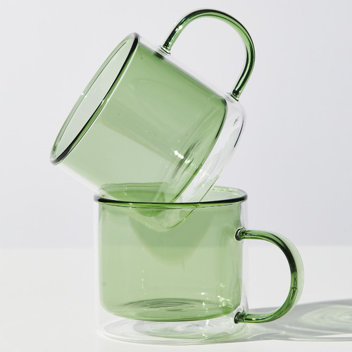 Green Double Trouble Glass Mugs
