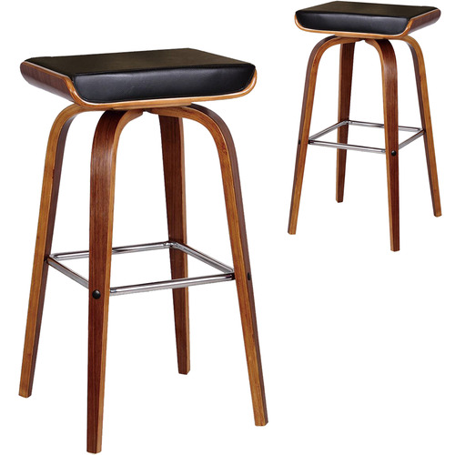 timber and leather bar stools