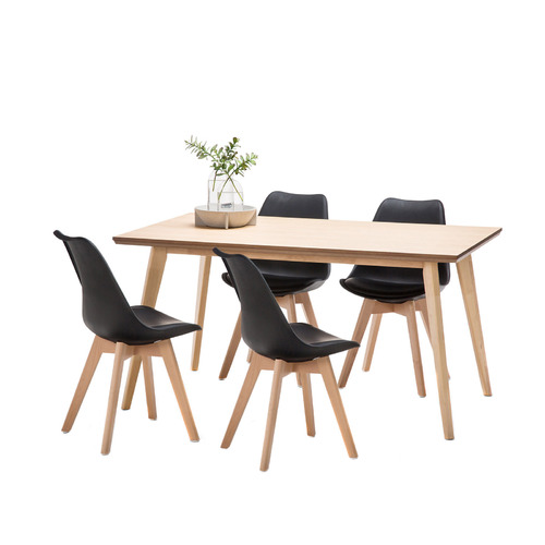 4 Padded Eames Replica Chairs, Eames Dining Table Replica