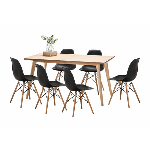 Loft 23 By Temple Webster Wyatt Dining Table Set With 6 Replica Eames Chairs Webster Wyatt Dining Table Set, Eames Dining Table Replica