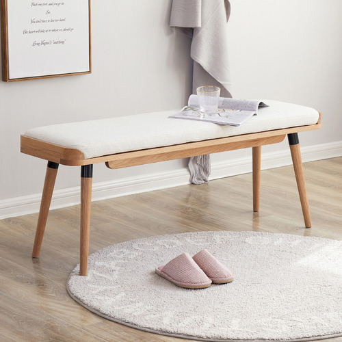 upholstered bench with wooden legs