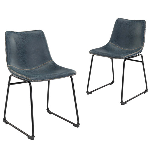 Faux Leather Dining Chairs Temple, Light Blue Faux Leather Dining Chairs