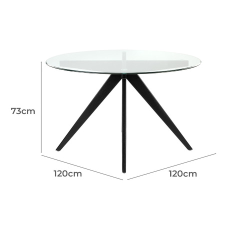 120cm Anders Round Glass-Top Dining Table