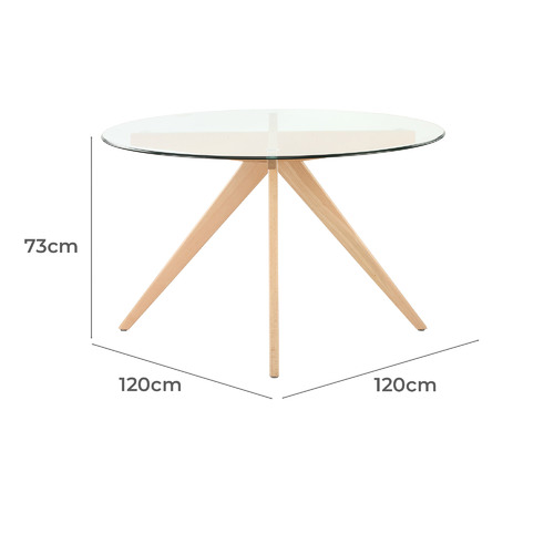 120cm Anders Round Glass-Top Dining Table