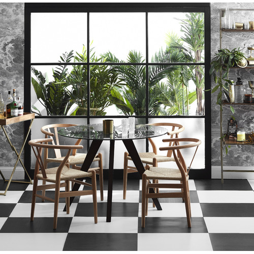 Loft 23 by Temple & ster Walnut Hjordis Scandi Dining Table (Clear