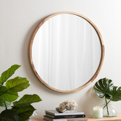 Loft 23 by Temple & Webster Tate Round Wooden Framed Wall Mirror