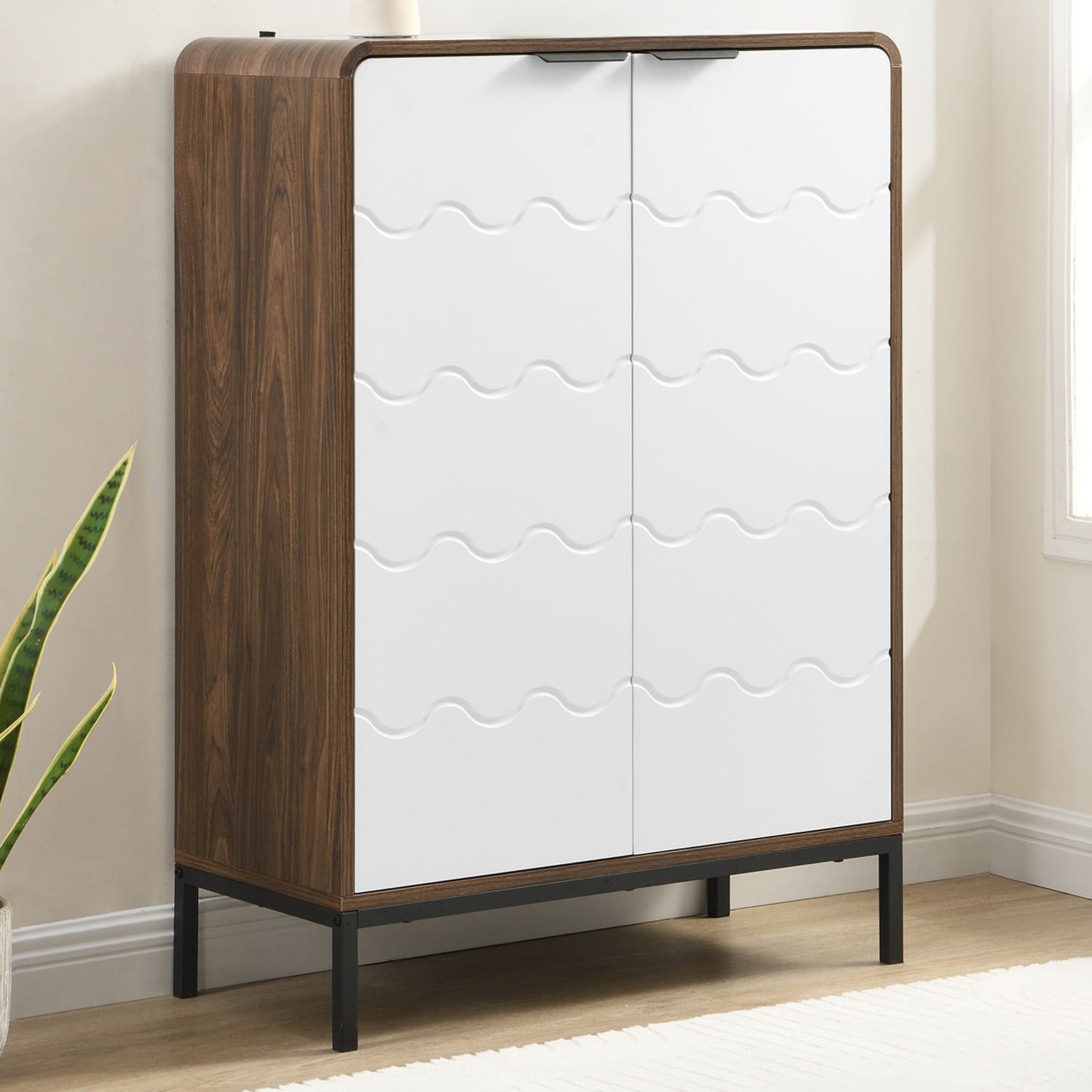 2 Door Wavy Shoe Cabinet