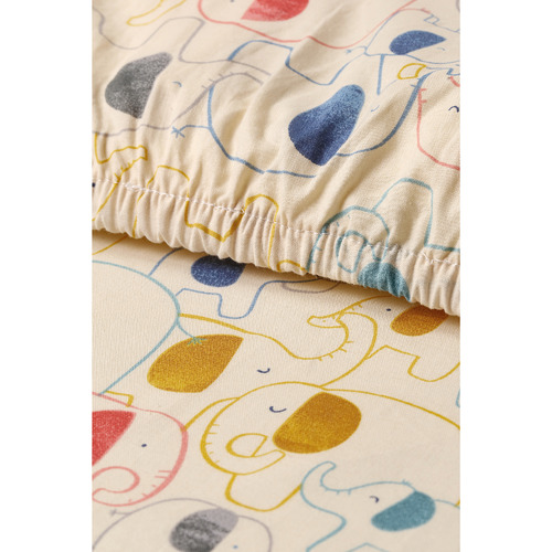 LittleGem Little Gem Elephant Organic Cotton Cot Fitted Sheet Temple