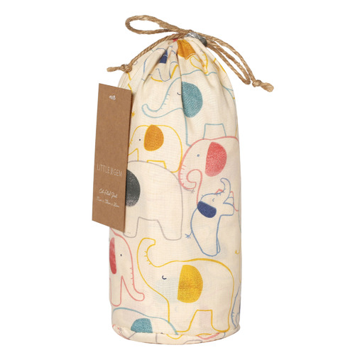 LittleGem Little Gem Elephant Organic Cotton Cot Fitted Sheet Temple