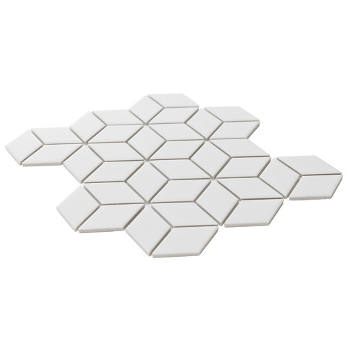 3D Rhomboid Matt Porcelain Mosaic Tile | The Build by Temple & Webster