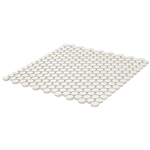 White Penny Round Gloss Mosaic Tile
