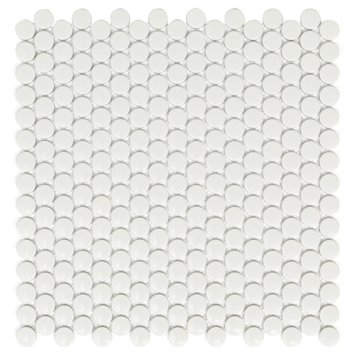 White Penny Round Gloss Mosaic Tile