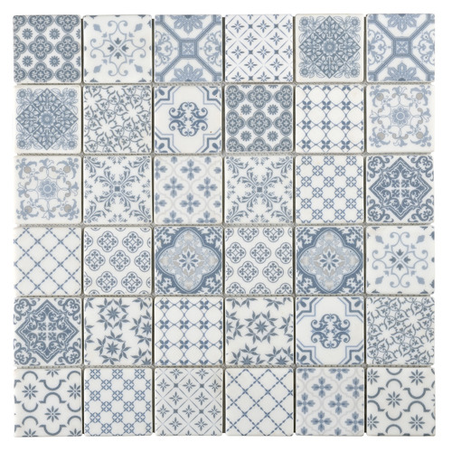 Blue Victorian Matt Recycled Glass Mosaic Tile