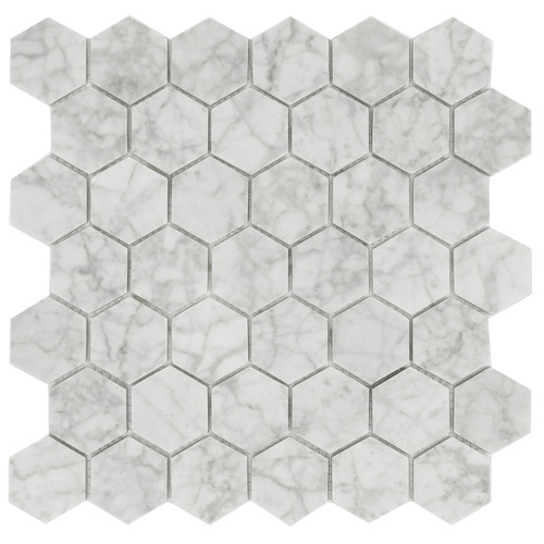 Grey Hexagon Honed Bianco Carrara Marble Mosaic Tile