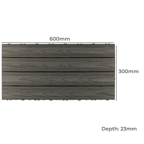 NewTechWood 600 x 300mm Silver Grey Deck Tile | Temple & Webster