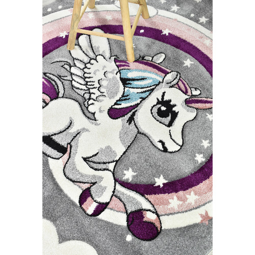 Pink & Grey Unicorn Rug
